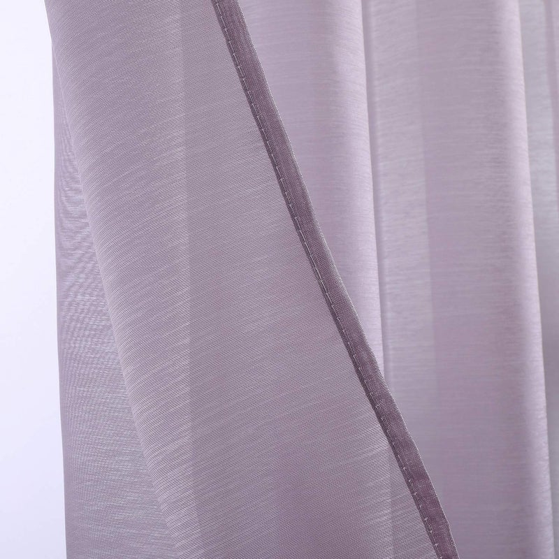 DONREN Sheer Curtains Panel 72 Inches Long Ring Top Window Treatment Textured Sheer Drapes for Bedroom Lavender Purple Set of 2 - Image 5